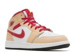 Air Jordan 1 Mid GS ‘Light Curry Cardinal Red’